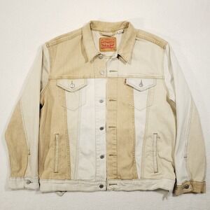 Levi's Denim Jacket Men XXL Tan Off-White Colorblock Trucker Stretch Cliffhanger